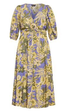 City Chic Daydream Print Maxi Dress Blue Green